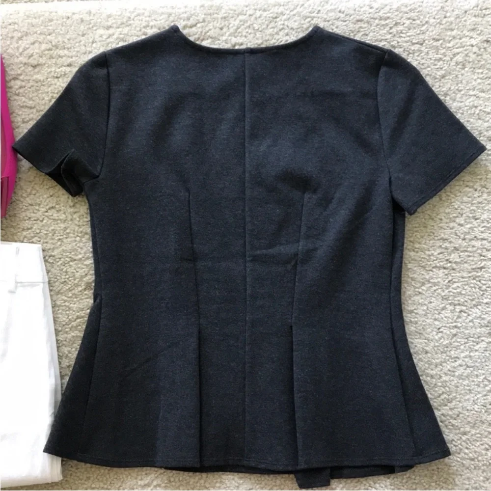 J. Crew Asymmetrical Pleated Top in Heathered Charcoal - Picture 5 of 7